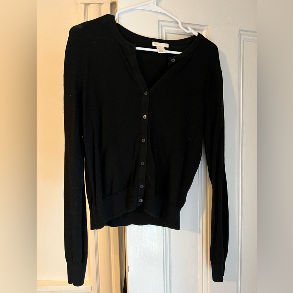 H&M basic black button down sweater